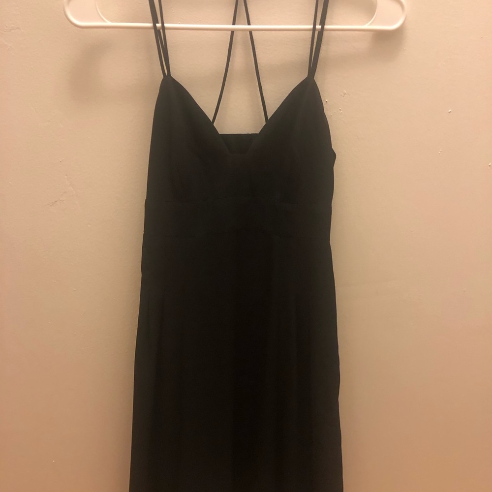 Black mini dress with partial open back